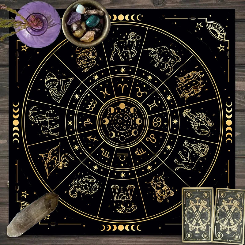 Twelve constellations tarot astrology altar cloth
