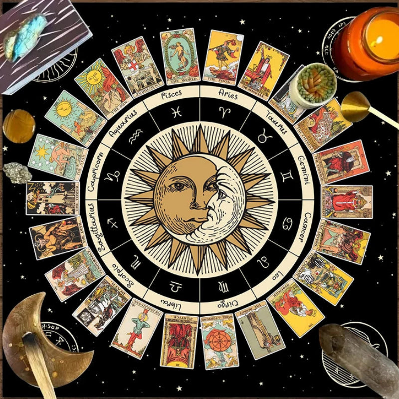 Twelve constellations tarot astrology altar cloth