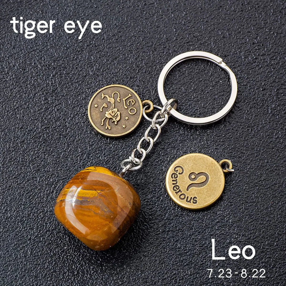 014 - Natural Crystal Zodiac Keychain
