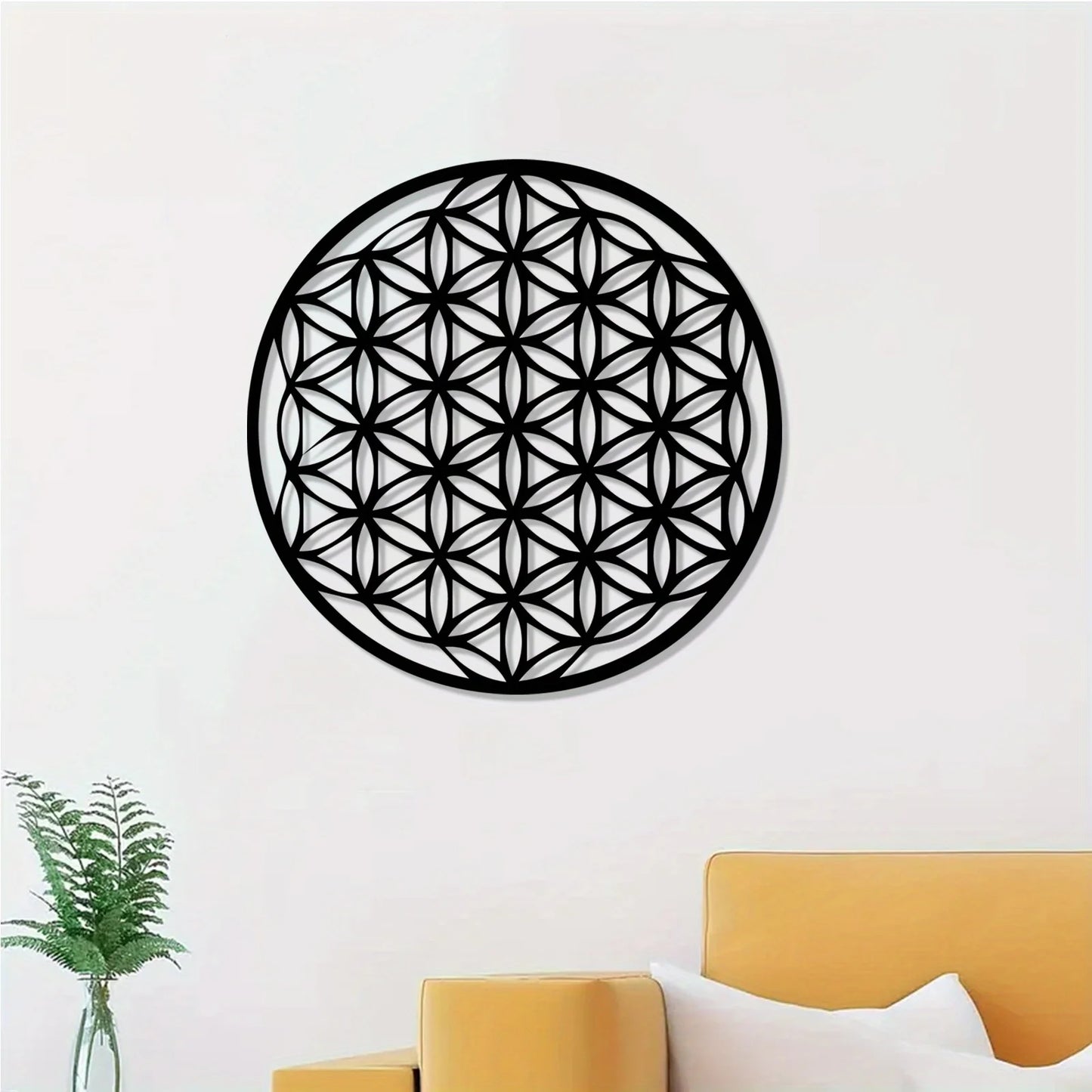 009 - Black Flower of Life Metal Wall Art