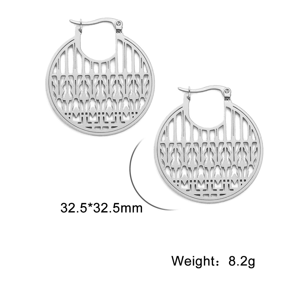 011 - Gothic Pentagram Hoop Style Earrings