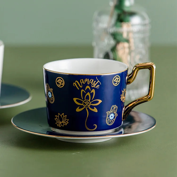 014 - Turkish Blue Evil Eye Coffee & Tea Saucer Set