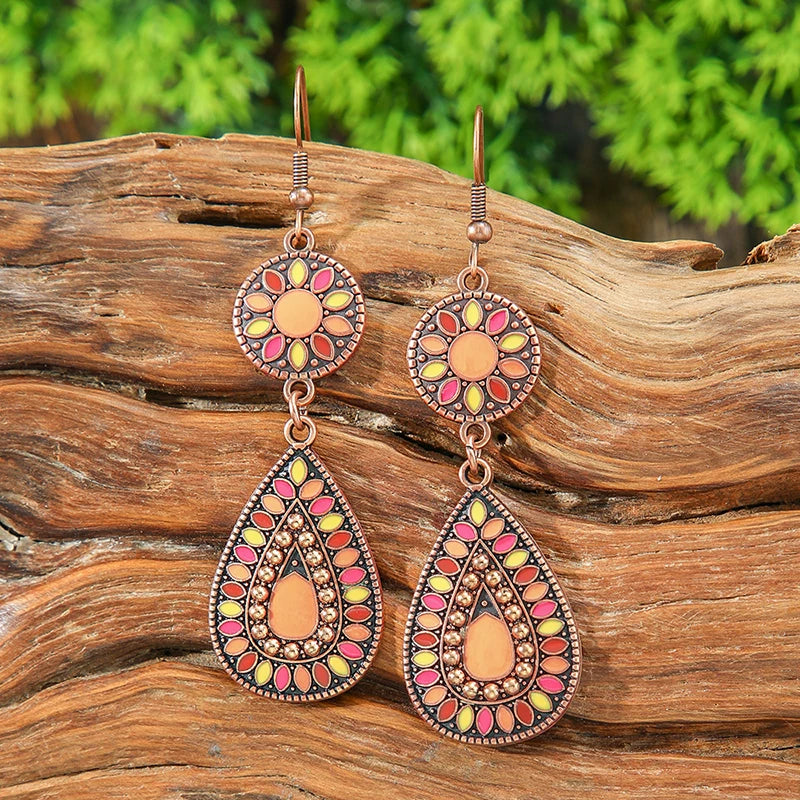 011 - Bohemian Bloom Water & Oil Drop Earrings