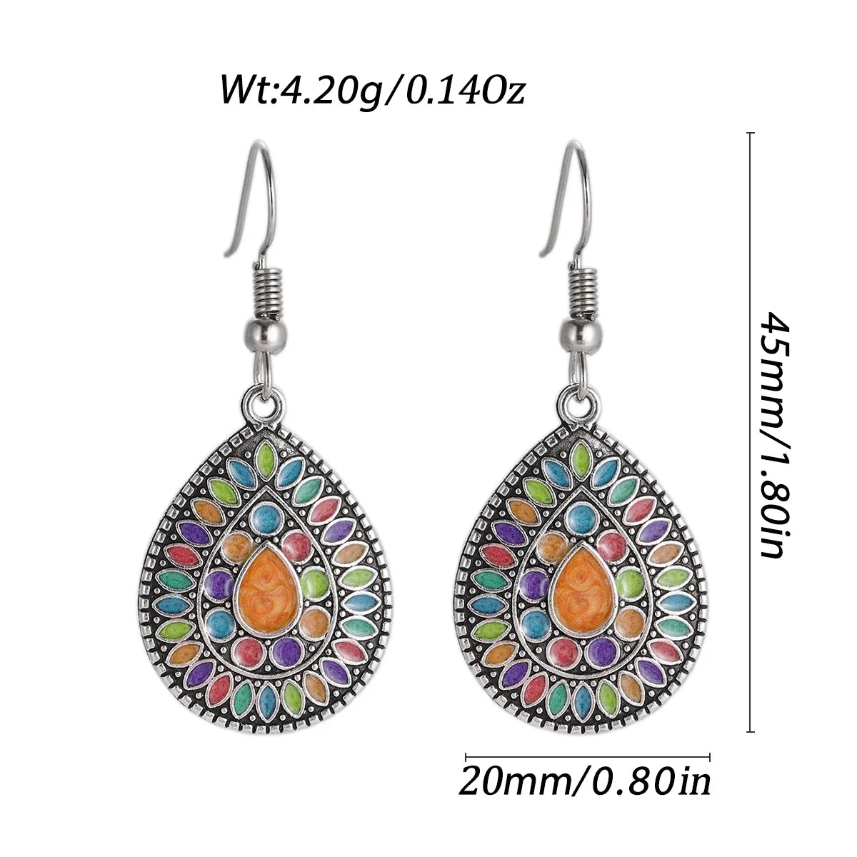 011 - Vintage Bohemian Flowers Water & Oil Drop Earrings