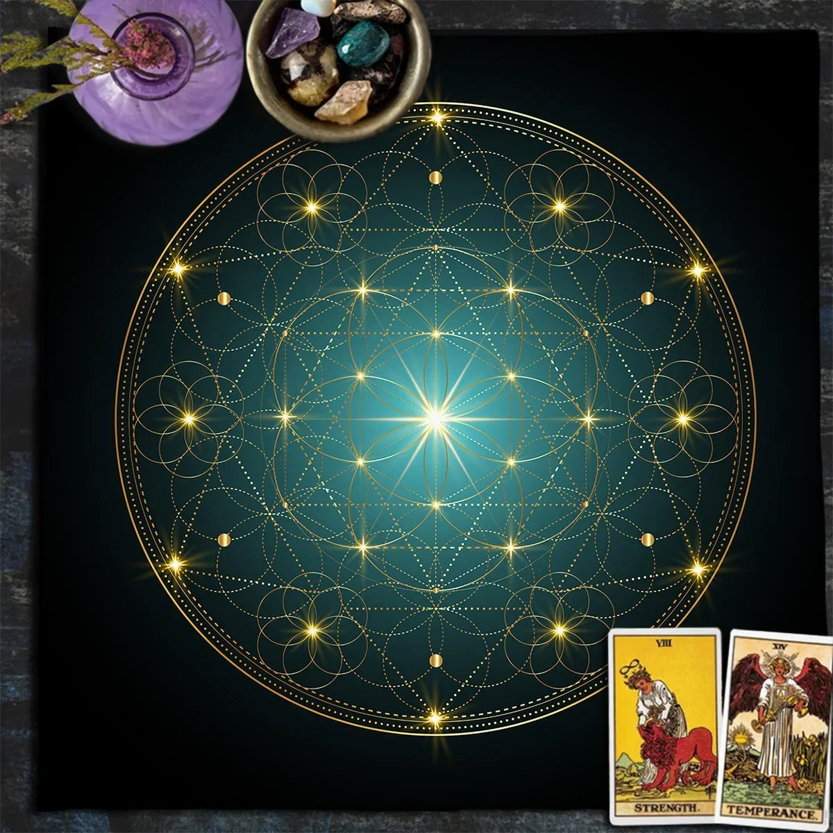 002 - Mandala & Flower of Life Divination Altar Cloth & Decor