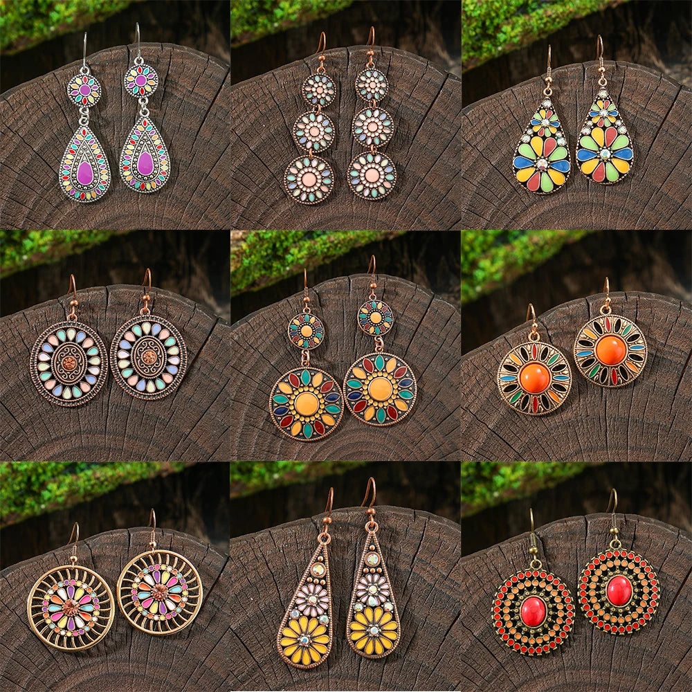011 - Bohemian Water & Oil Drop Dangle Earrings