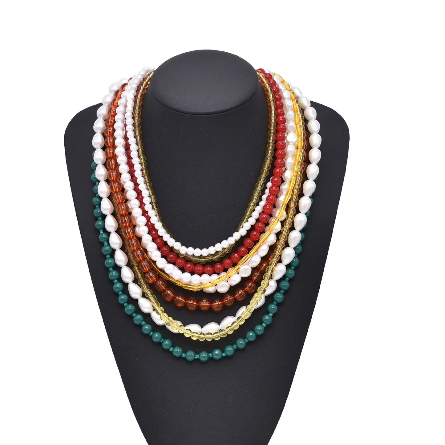 011 - Natural Garnet Multi-Layered Beaded Necklace
