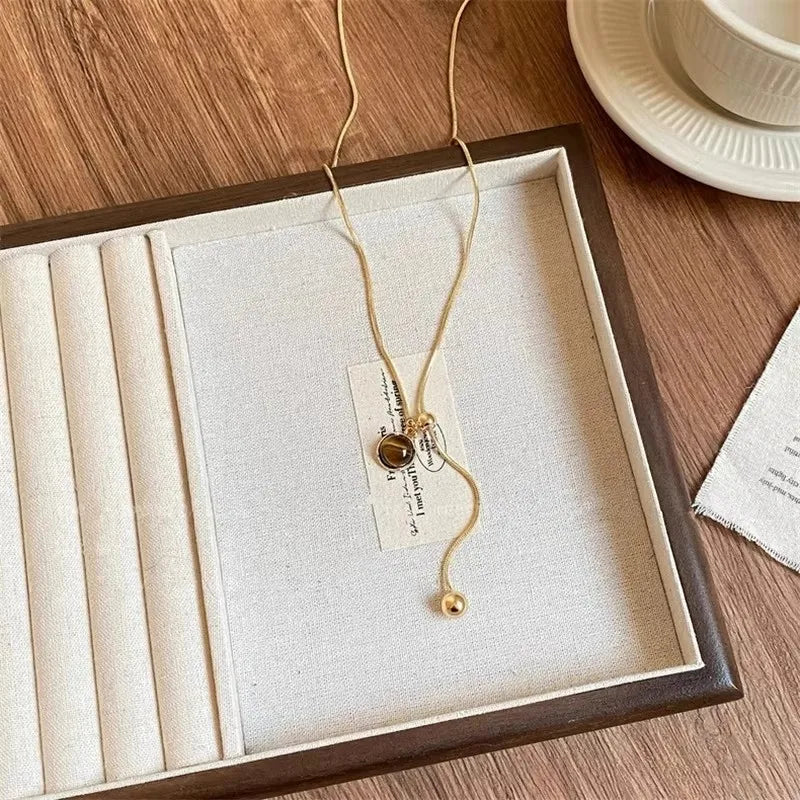 011 - Tiger's Eye Sun Multi-Layered Pendant Necklace