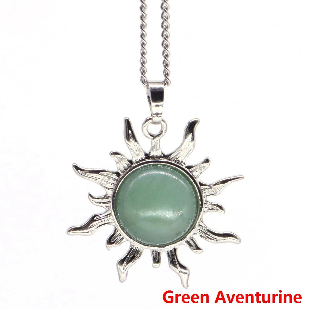 011 - Crystal Sun Stone Pendant Necklace