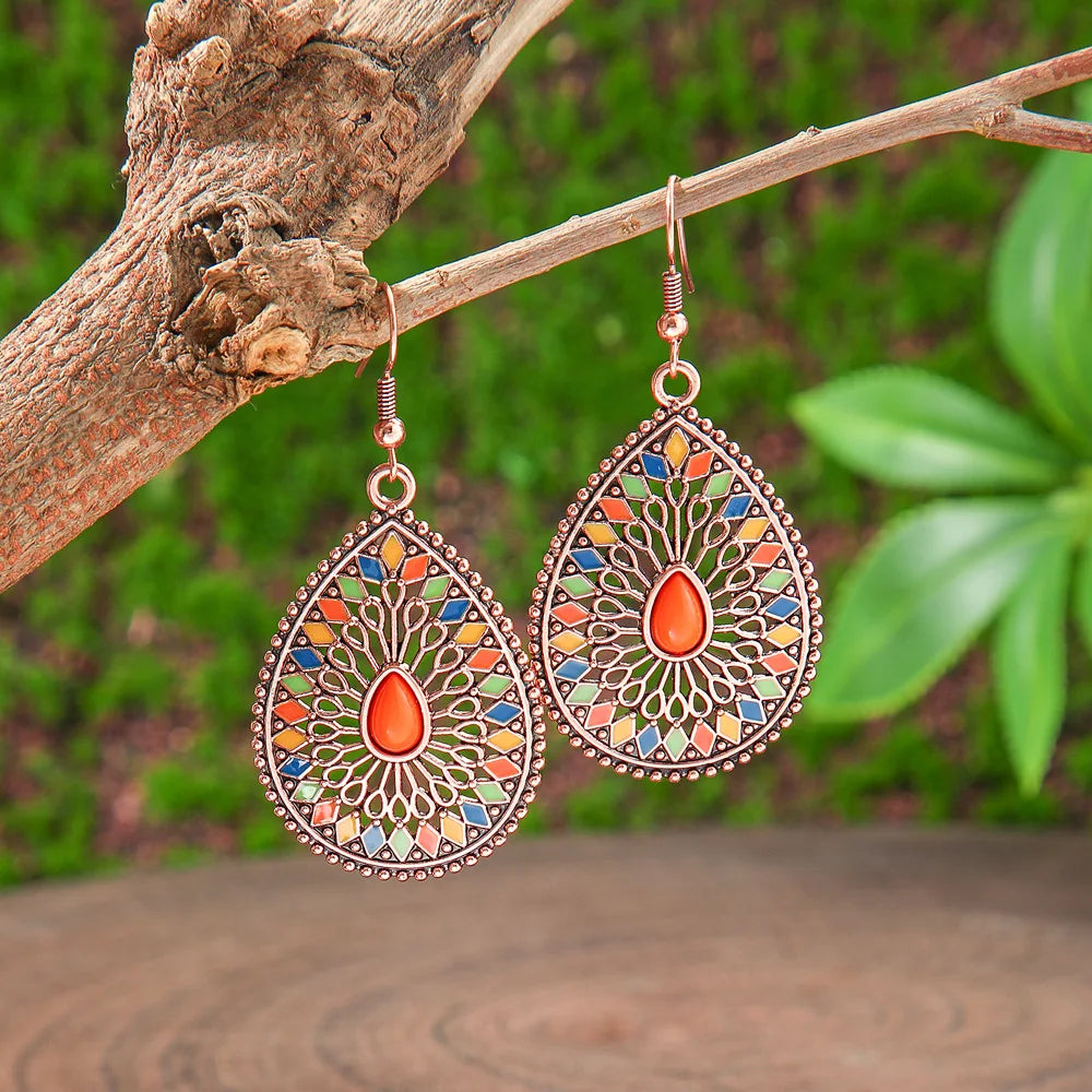 011 - Bohemian Water & Oil Drop Dangle Earrings