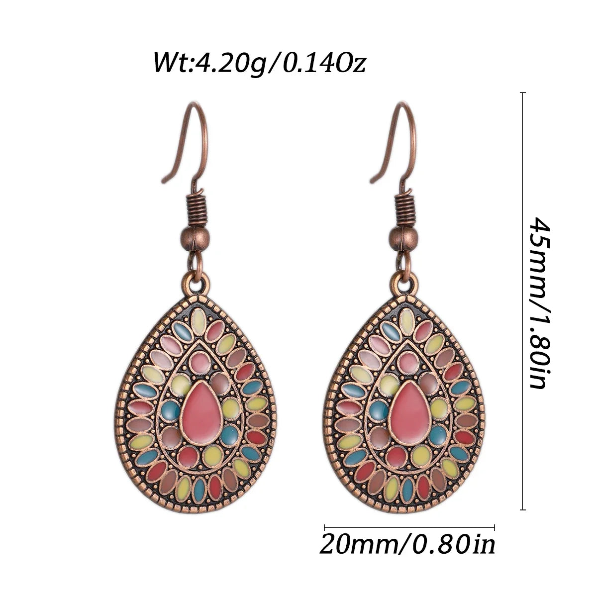 011 - Vintage Bohemian Flowers Water & Oil Drop Earrings