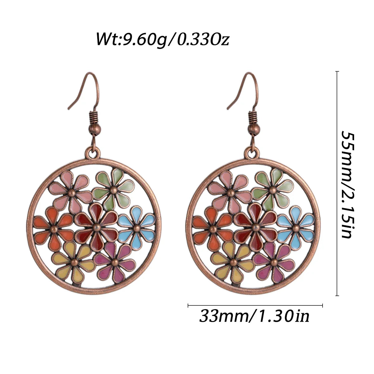 011 - Vintage Bohemian Flowers Water & Oil Drop Earrings