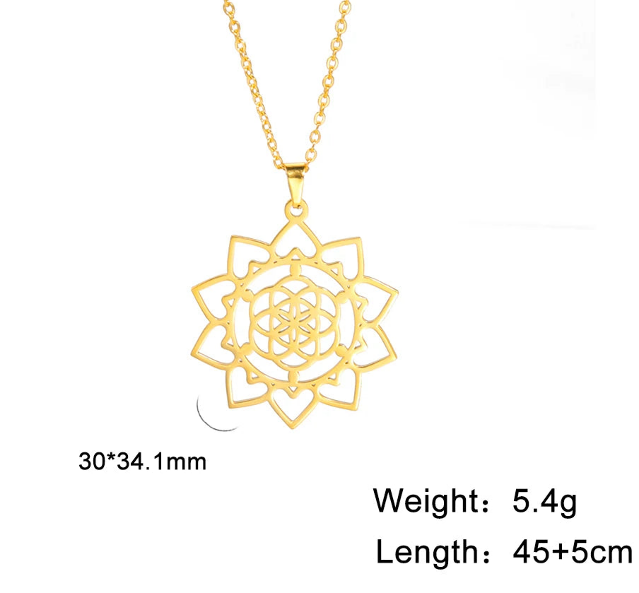 011 - Flower of Life Sacred Geometry Stainless Steel Pendant Necklace