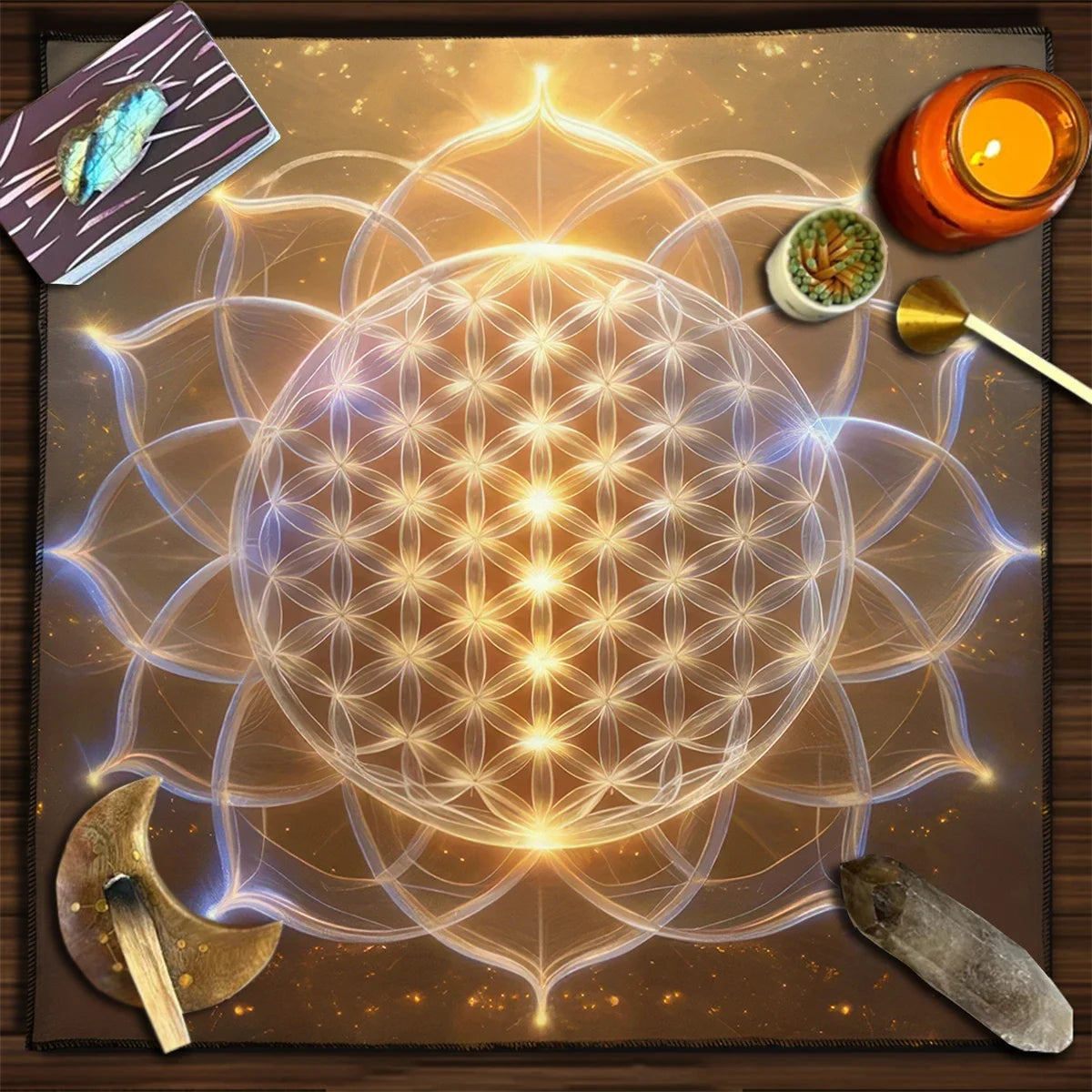 002 - Mandala & Flower of Life Divination Altar Cloth & Decor
