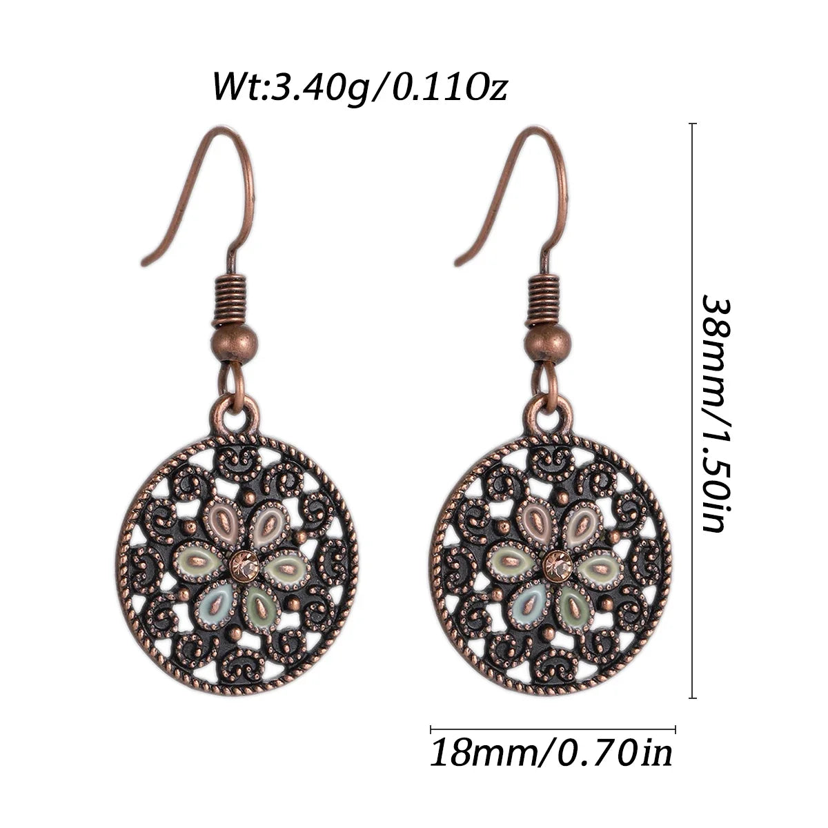 011 - Vintage Bohemian Flowers Water & Oil Drop Earrings