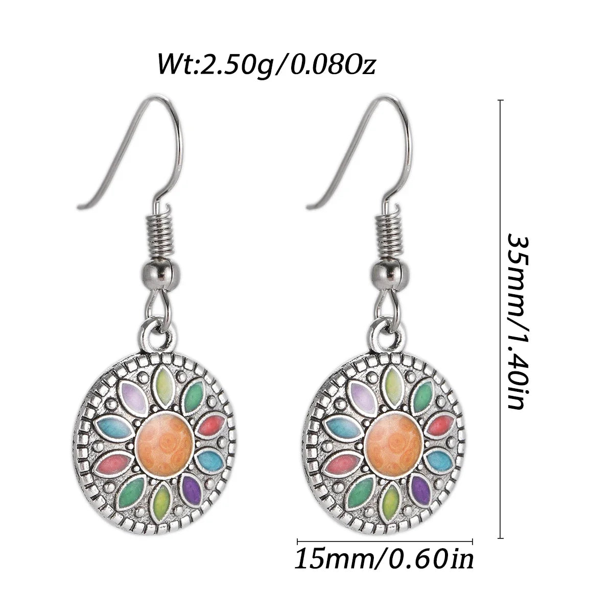 011 - Vintage Bohemian Flowers Water & Oil Drop Earrings