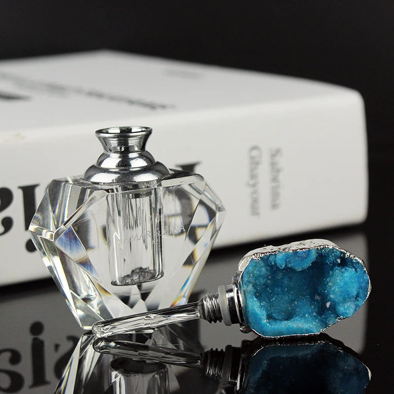 003 - Botella Decorativa de Piedra Ágata Natural para Aceite Esencial 