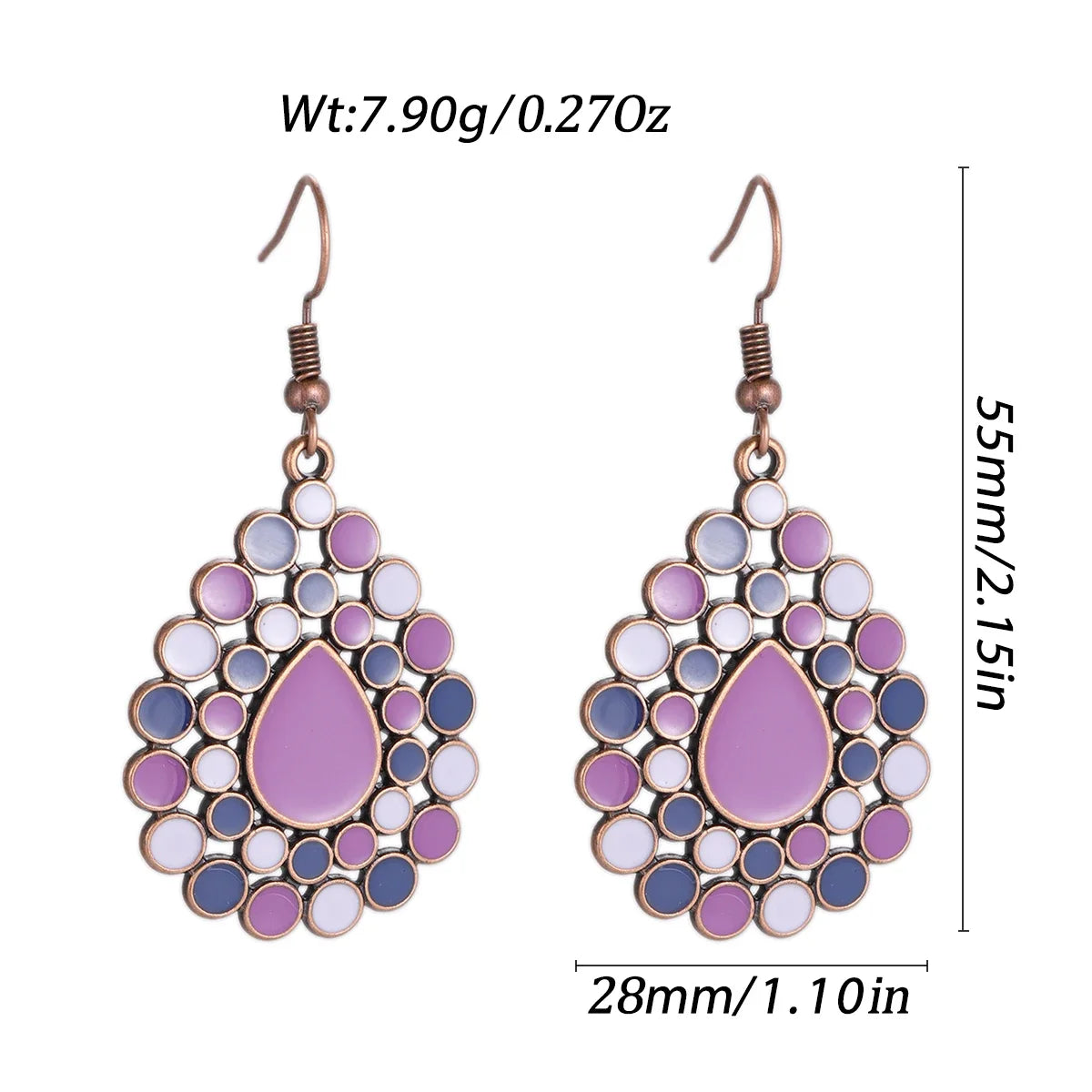011 - Vintage Bohemian Flowers Water & Oil Drop Earrings
