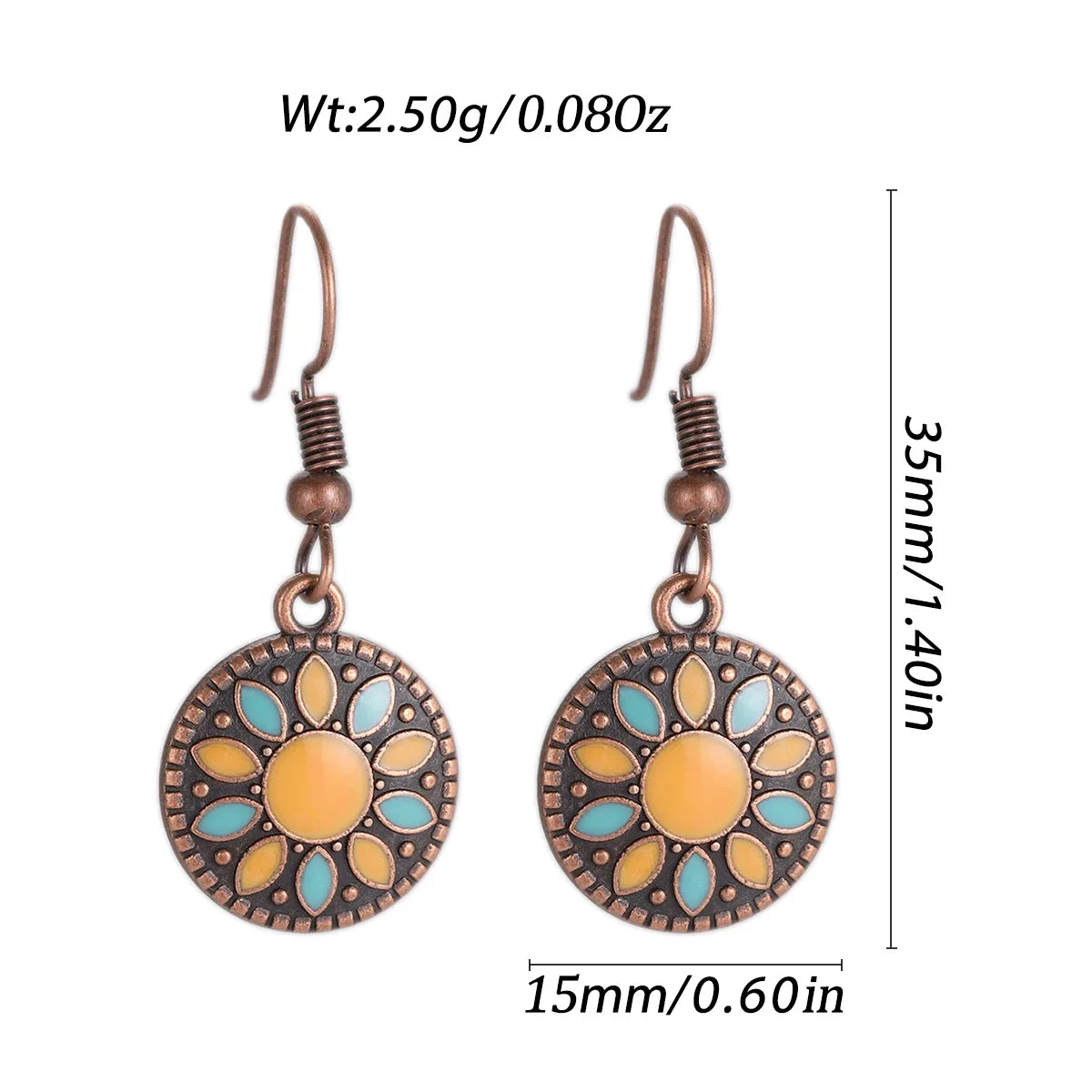 011 - Vintage Bohemian Flowers Water & Oil Drop Earrings