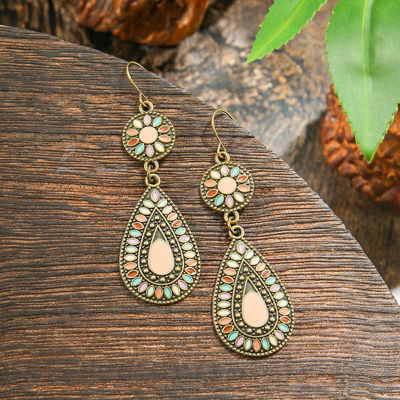 011 - Bohemian Bloom Water & Oil Drop Earrings