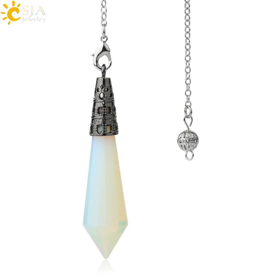 002 - Natural Rock Crystal Stone Pendulum