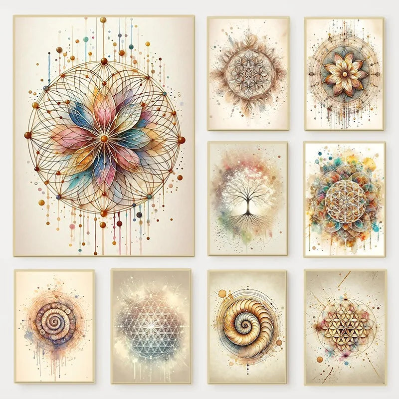 009 - Boho Sacred Geometry Canvas Print Wall Art