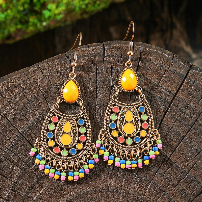 011 - Bohemian Bloom Water & Oil Drop Earrings