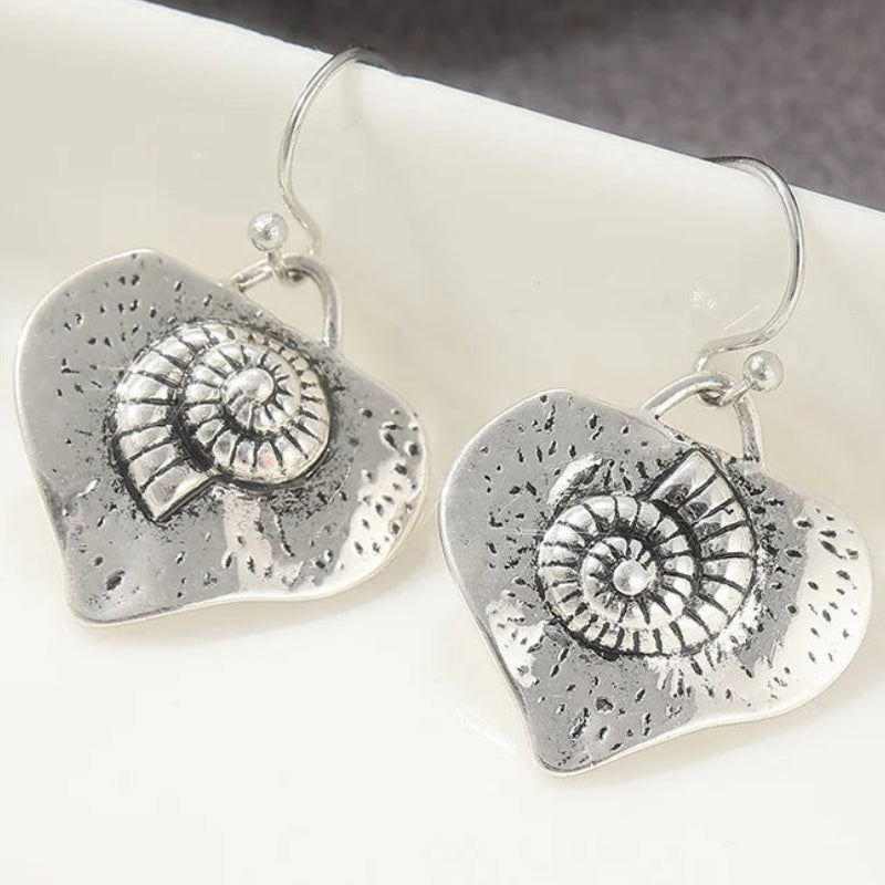 011 - Vintage Silver- Plated Heart Charm Dangle Earrings