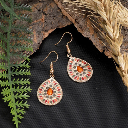 011 - Vintage Bohemian Flowers Water & Oil Drop Earrings