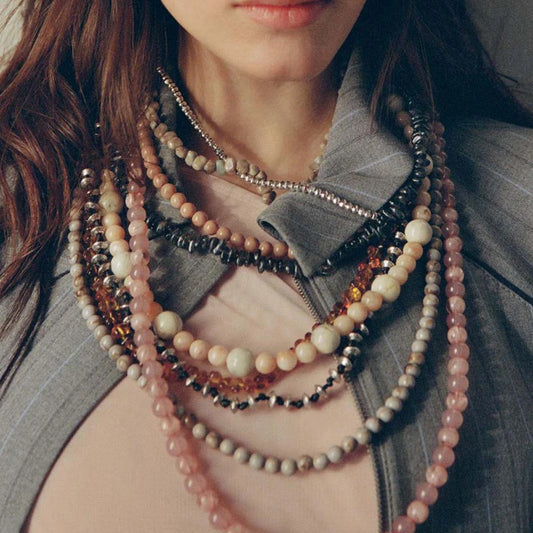 011 - Natural Garnet Multi-Layered Beaded Baroque Necklace