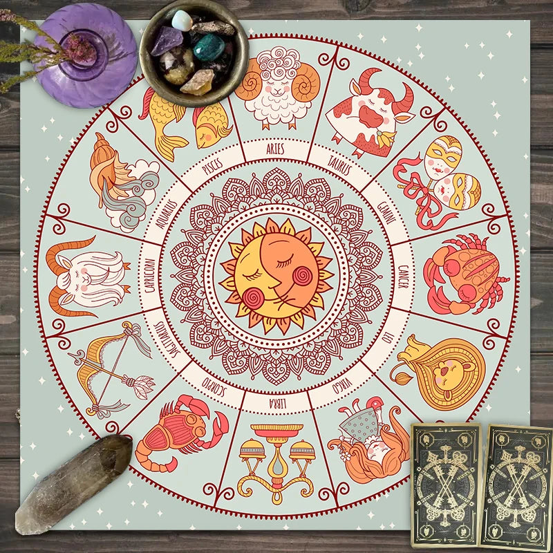 Twelve constellations tarot astrology altar cloth