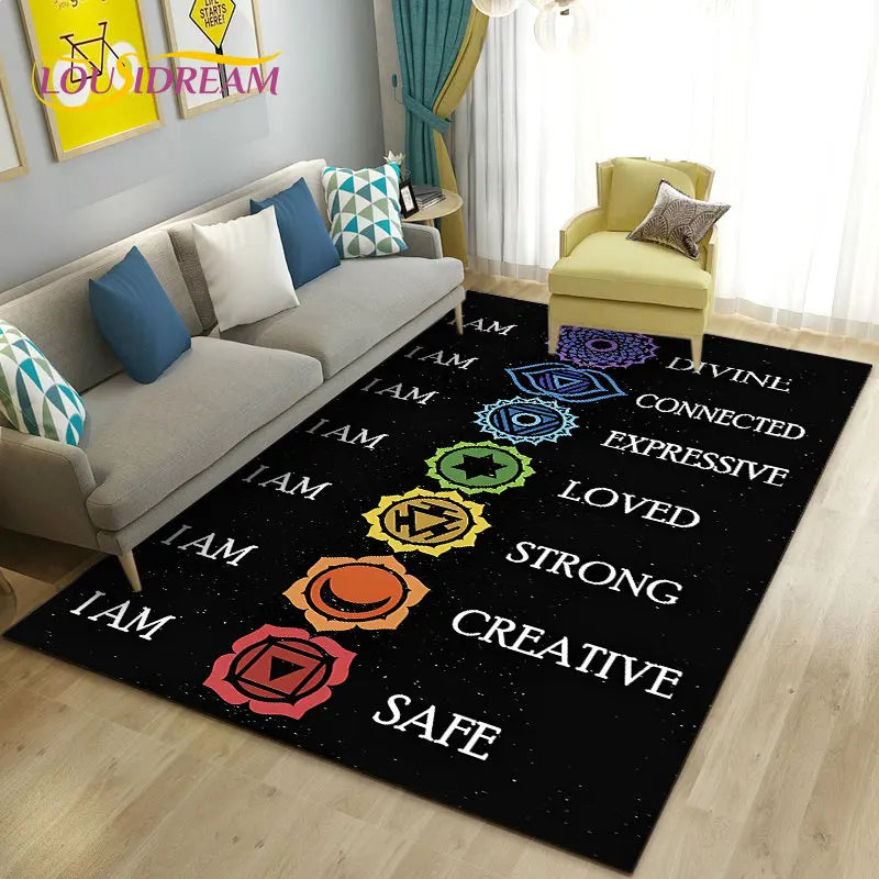 012 - 7 Chakras Yoga Meditation Non-Slip Area Mat