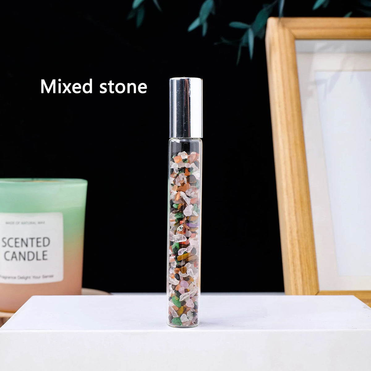 Natural crystal crushed stone perfume and essential oil bottle