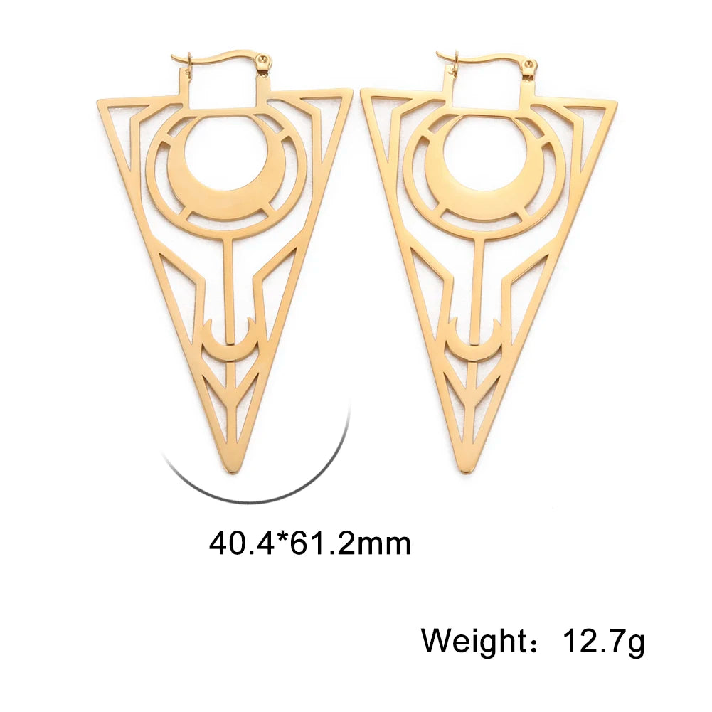 011 - Gothic Pentagram Hoop Style Earrings