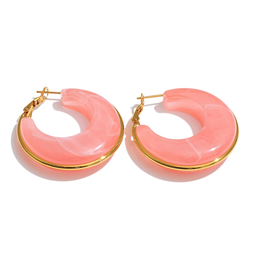 011 - Chunky Trendy Gold-Plated Hoop Earrings