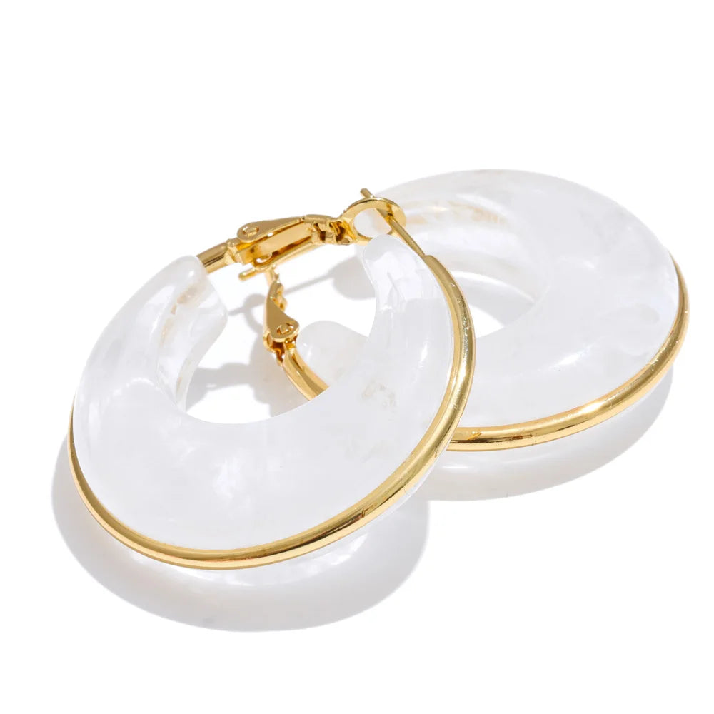 011 - Chunky Trendy Gold-Plated Hoop Earrings