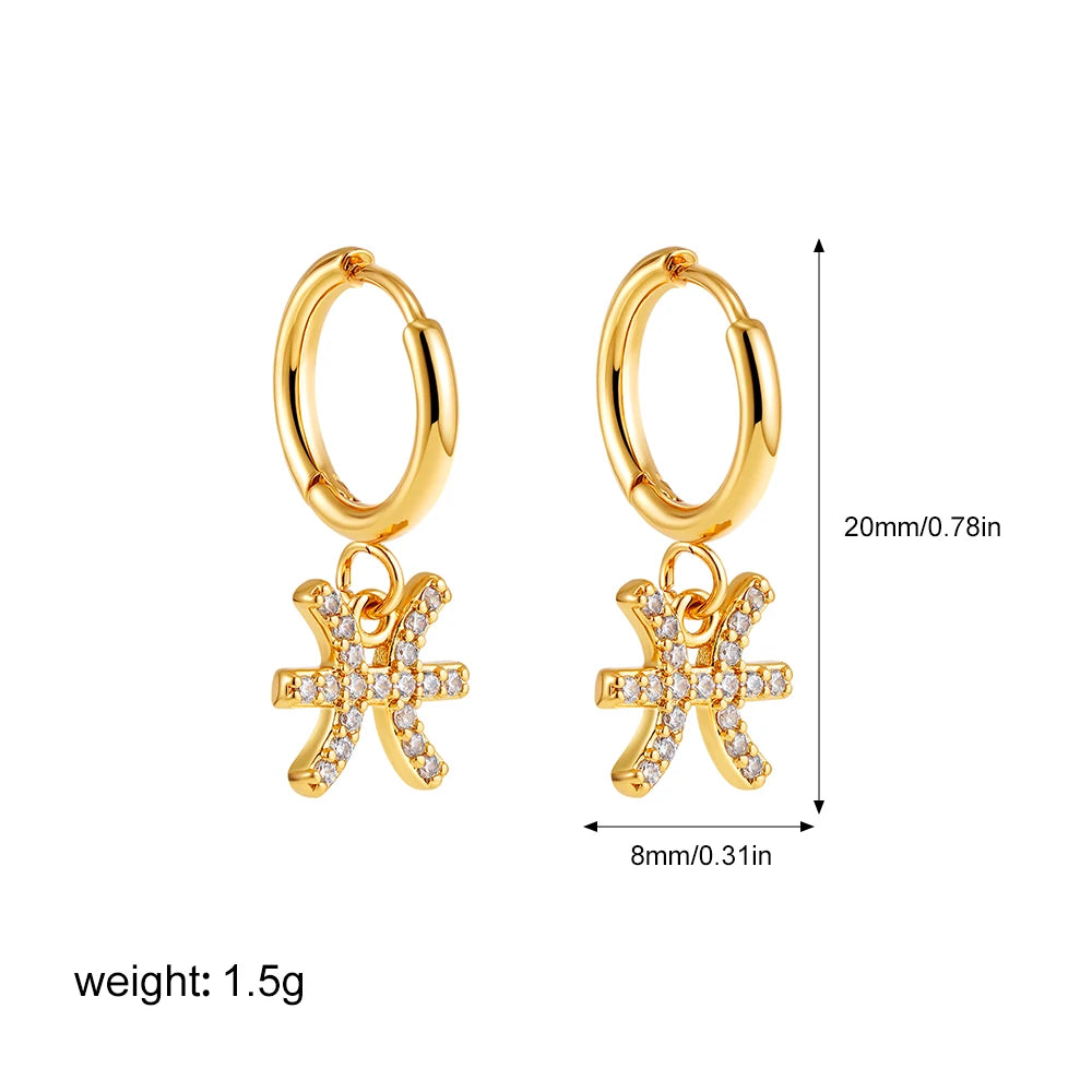 011 - Exquisite Zodiac Sign Drop Earrings