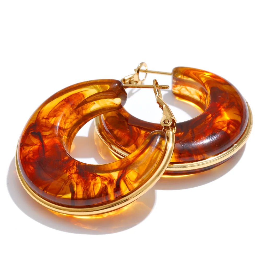 011 - Chunky Trendy Gold-Plated Hoop Earrings