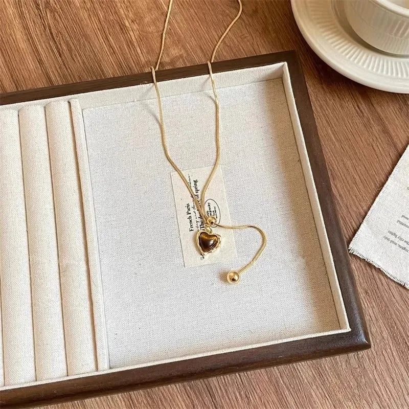 011 - Tiger's Eye Sun Multi-Layered Pendant Necklace