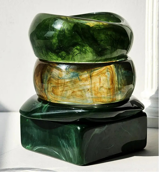 011 - Chunky Greens Bangle Bracelet