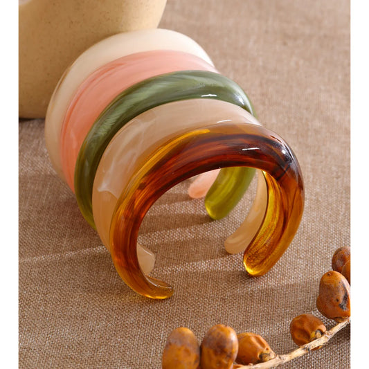 011 - Soft Spring Open Cuff Bangle Acrylic Bracelet