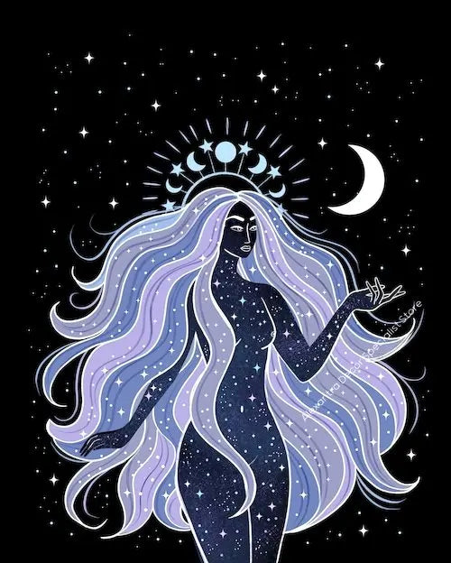 009 - Moon Witch Canvas Print Wall Art