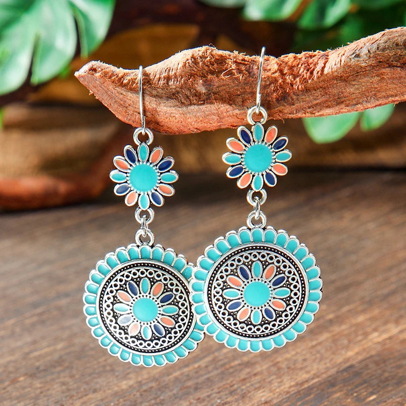 011 - Bohemian Bloom Water & Oil Drop Earrings