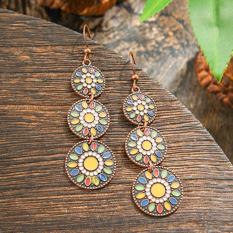 011 - Bohemian Bloom Water & Oil Drop Earrings