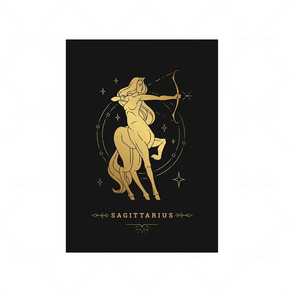 012 - Retro 12 Zodiac Canvas Print Wall Art