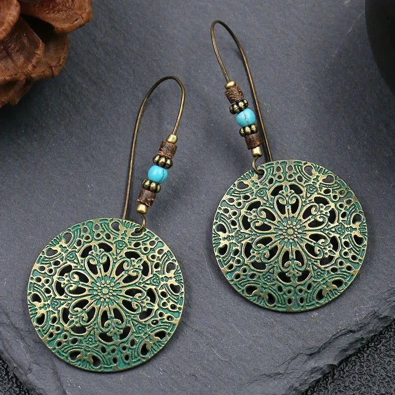011 - Retro Bohemian Dangle Charm Earrings