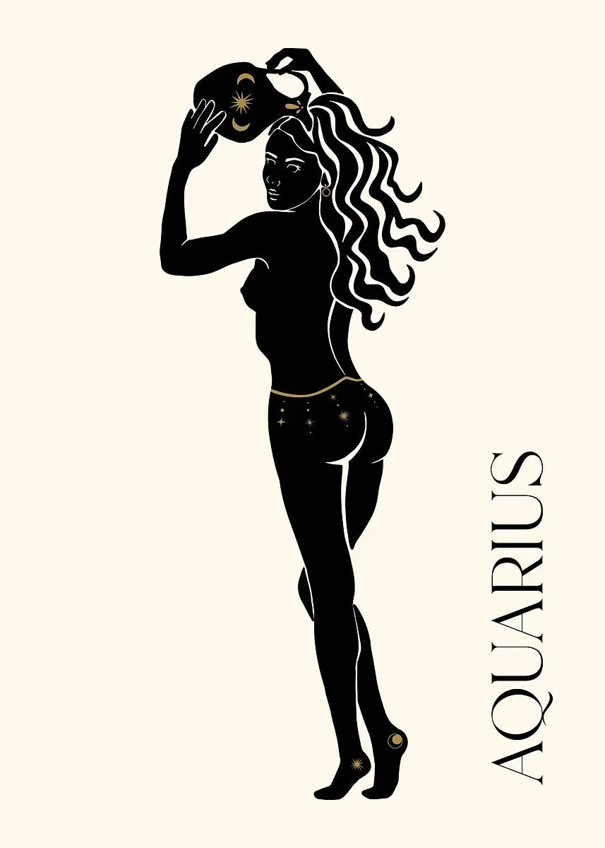 009 - Minimalist Vintage Lady Zodiac Canvas Print Wall Art