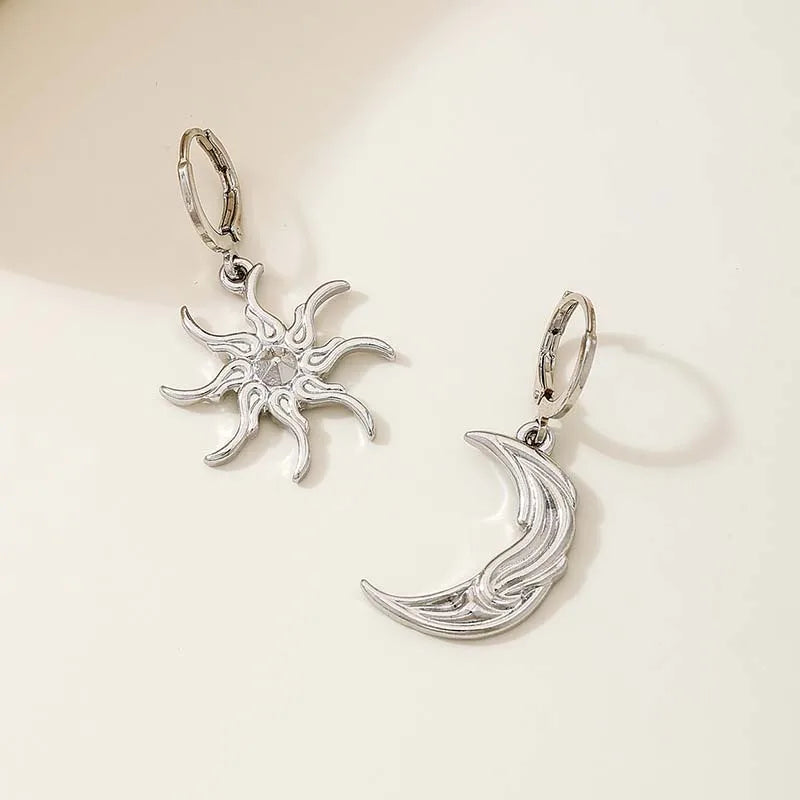 011 - Abstract Sun Moon and Star Drop Earrings