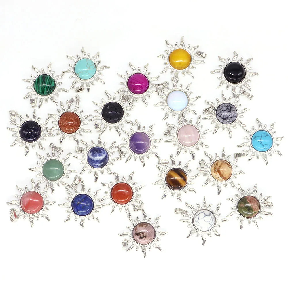 011 - Crystal Sun Stone Pendant Necklace