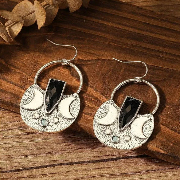 011 - Lunar Mosaic Moon Drop Earrings